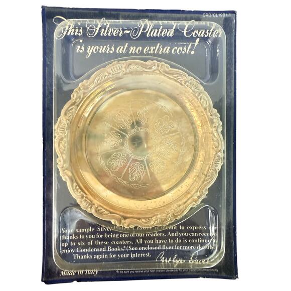 Vintage 1988 Silver Plated Coaster Reader's Digest Gift Italy New in Package 4" - Picture 1 of 5